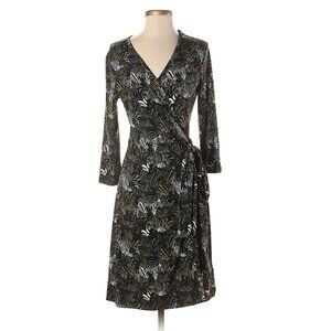 🎉Banana Republic Olive Zebra Print Faux-Wrap Dress